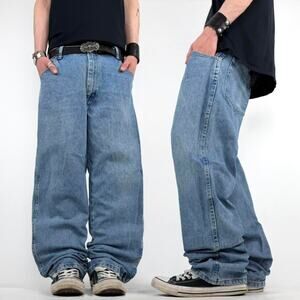 Vintage y2k baggy wide leg faded stonewash archive grunge skater jeans